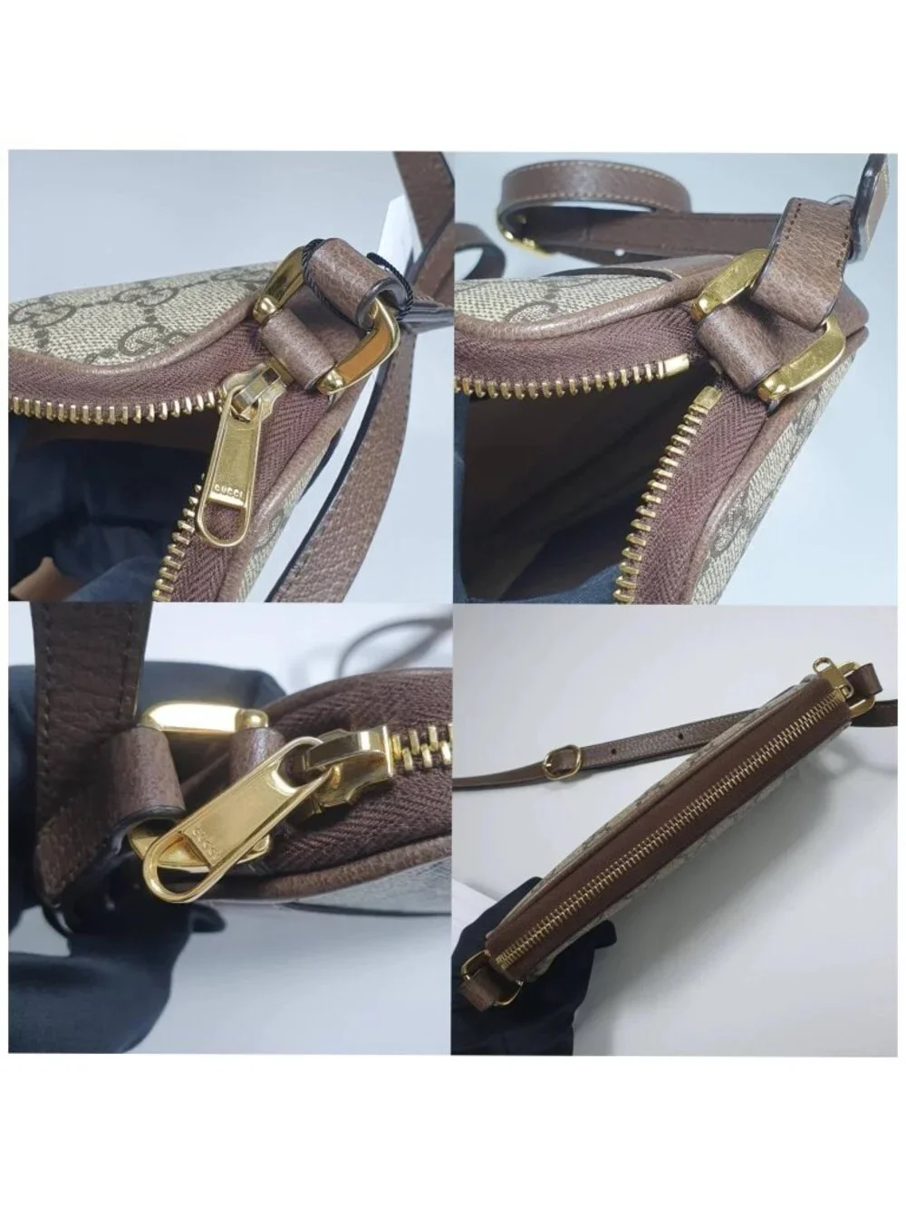 Authentic Gucci Ophidia GG Mini Crossbody Bag Beige Ebony